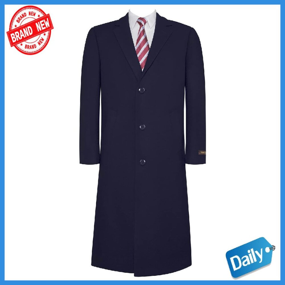 Premium Wool Blend Slim Fit Pea Coat Winter Overcoat Men's Size